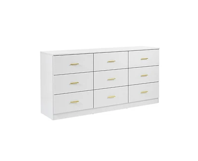 Casainc Modern 9-Drawer Storage Cabinet Dresser Wide Chest of Drawers