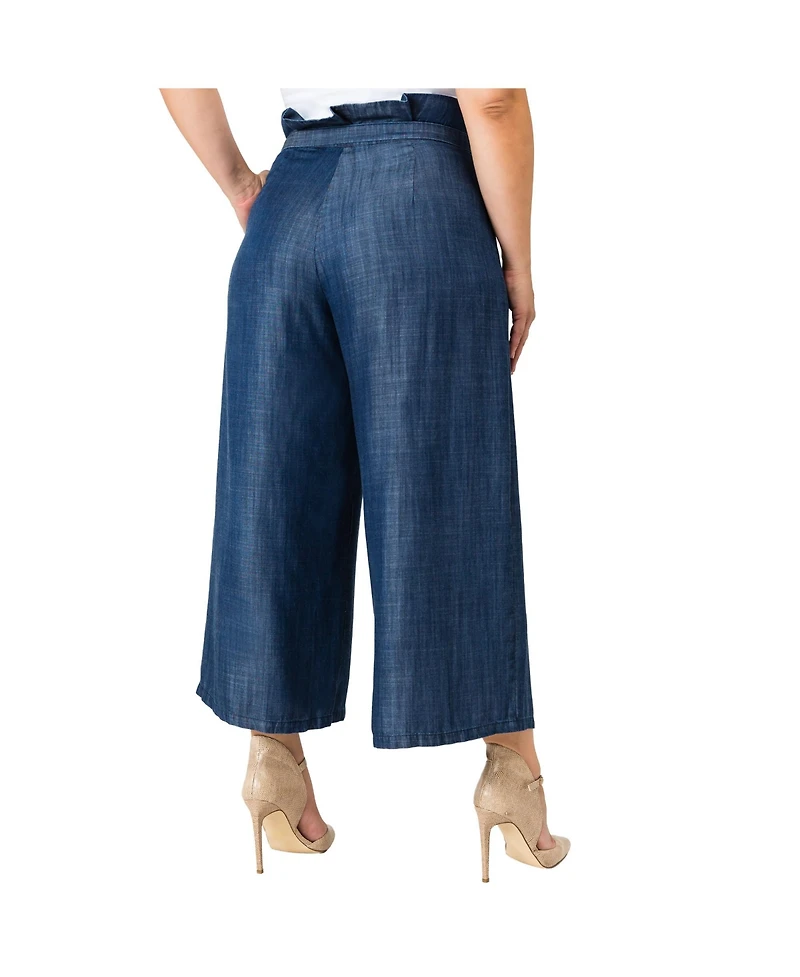 Standards & Practices Plus Paper Bag Waist Tencel Wide Leg Cropped Pants