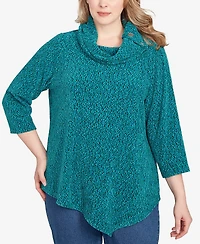 Ruby Rd. Plus Spacedye Chenille Split Cowl Neck Top