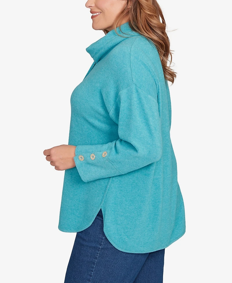Ruby Rd. Plus Size Cozy Cowl Neck Drawstring Sweater