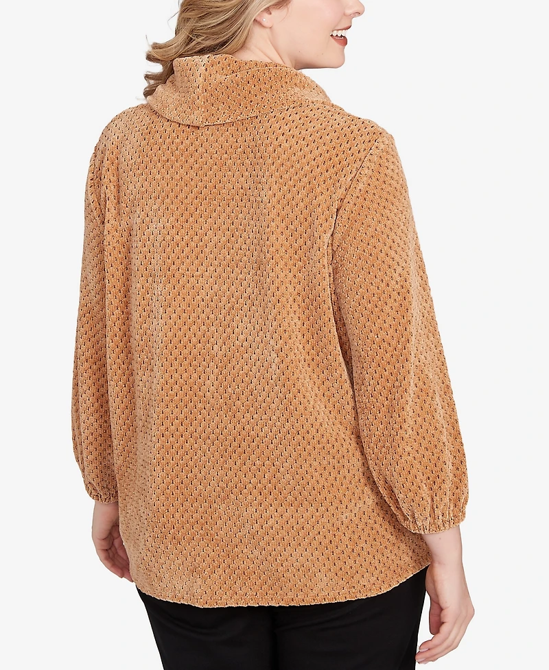 Ruby Rd. Plus Honeycomb Chenille Cowl Neck Top