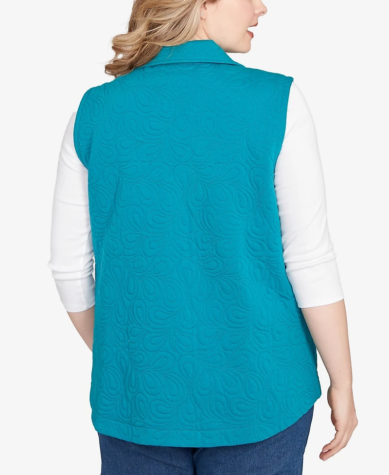 Ruby Rd. Plus Size Quilted Terry Inner Beauty Vest Jacket