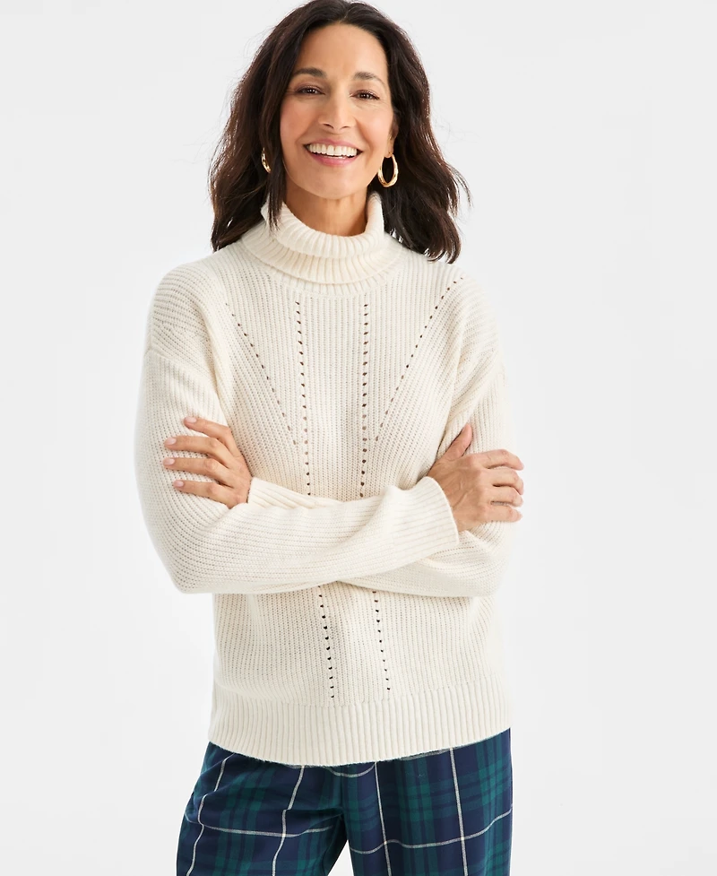 Style & Co Women's Pointelle Turtleneck Sweater, Macy's Exclusive