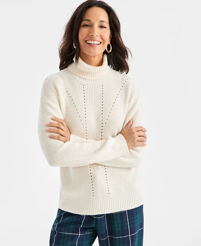 Style & Co Women's Pointelle Turtleneck Sweater, Macy's Exclusive
