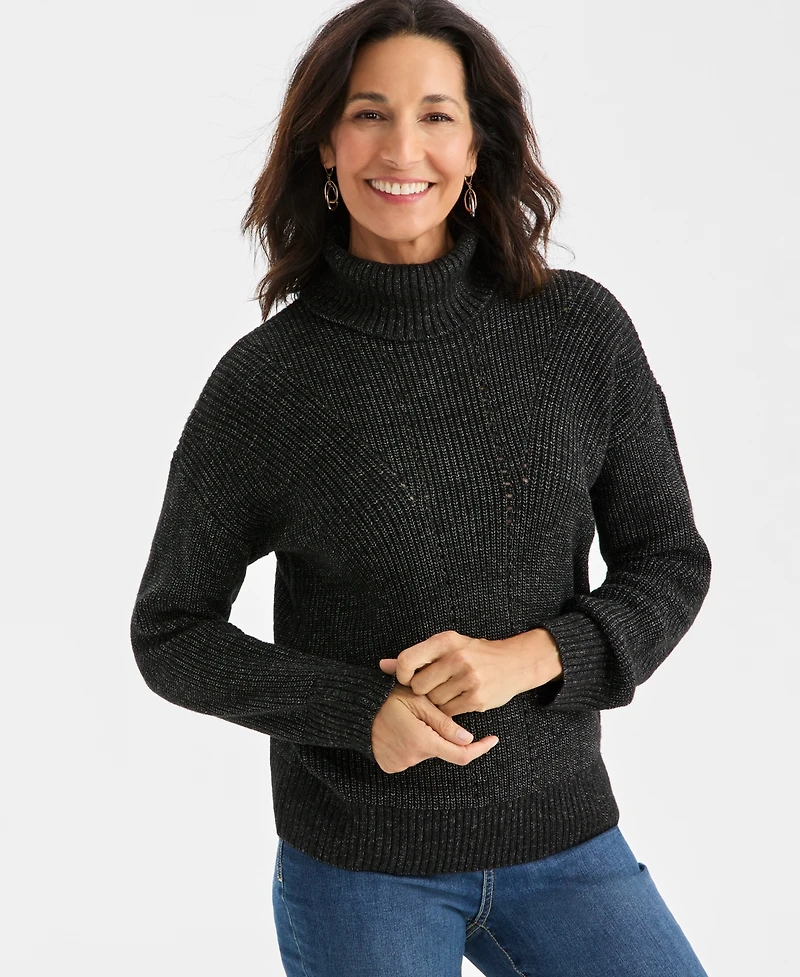 Style & Co Women's Pointelle Turtleneck Sweater, Macy's Exclusive
