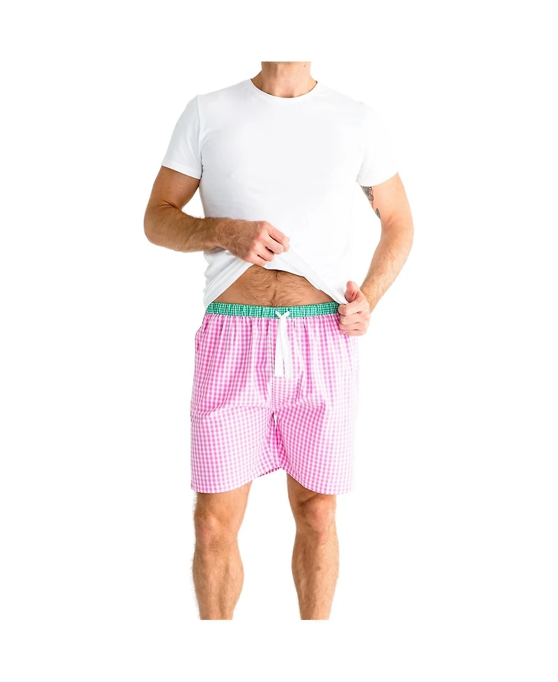 Sant and Abel Men's Hepburn Gingham Pink Sleep Shorts
