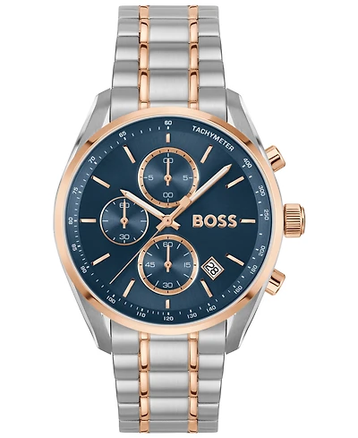 Hugo Boss Men's Grand Prix 40 Quartz Fashion Chrono Two Tone Stainless Steel Watch, 40mm