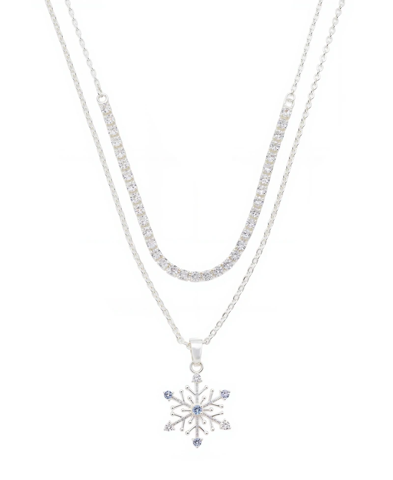 Unwritten Cubic Zirconia Snowflake Pendant Layered Necklace Set