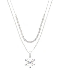 Unwritten Cubic Zirconia Snowflake Pendant Layered Necklace Set
