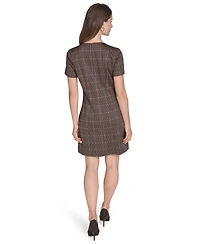 Halston Women's Micro Houndstooth Button Dress