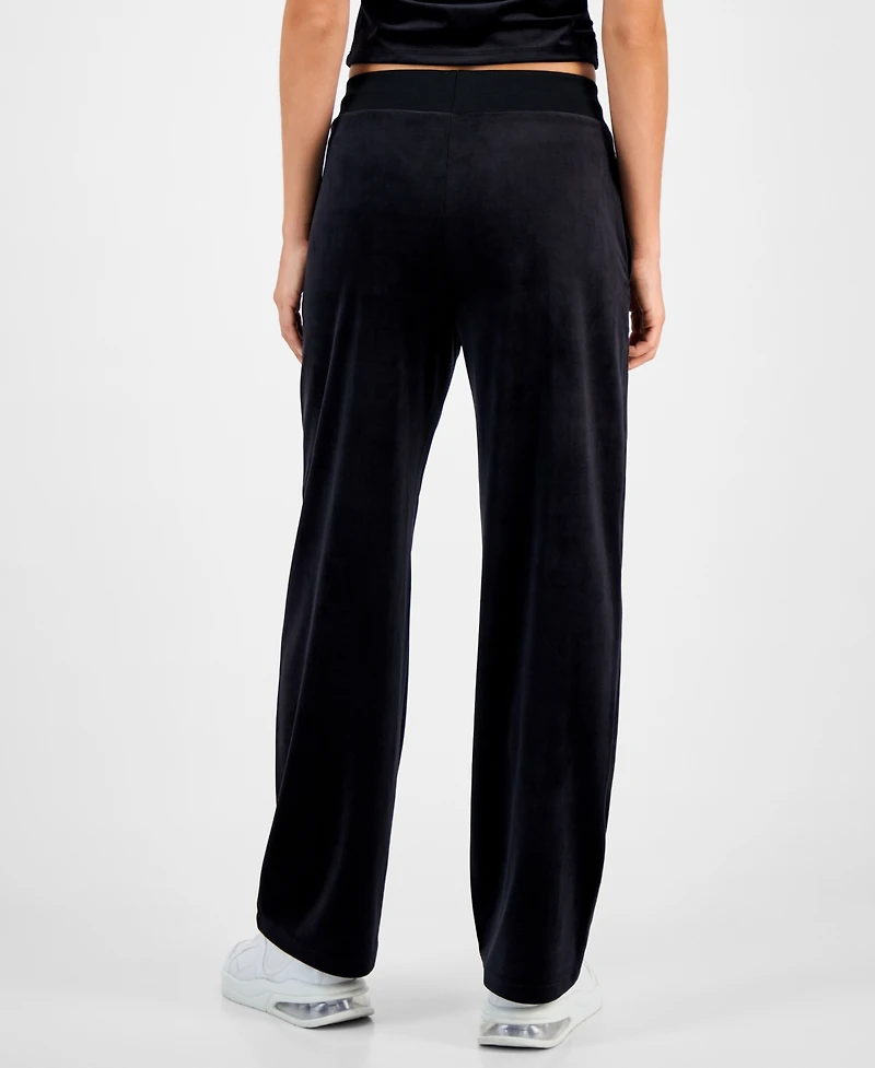 Guess Women's Couture Straight-Leg Velour Pants