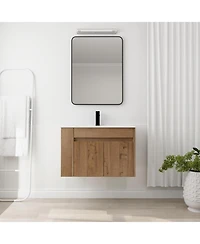 Casainc 30 Inch Bathroom Vanity with White Ceramic Basin and Adjustable Open Shelf