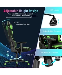 Gymax Gaming Chair Adjustable Swivel Computer w/ Dynamic Led Lights