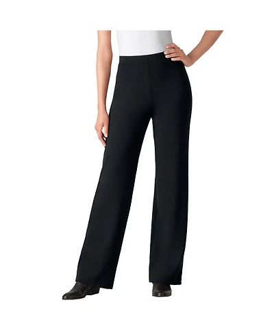 Woman Within Plus Wide-Leg Ponte Knit Pant