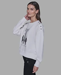Karl Lagerfeld Paris Women's Eiffel Tower Print Sweater