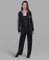 Karl Lagerfeld Paris Petite Rhinestone Trim Zip-Up Jacket