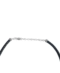 American West Jewelry Sterling Silver Kingman Turquoise Oval Pendant Black Leather Necklace, 17 to 20 Inches