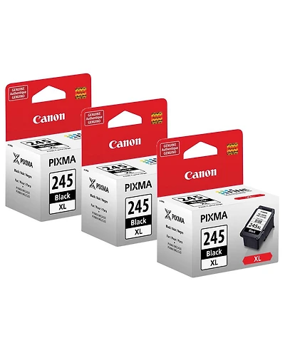 Canon 3 Pack Pg-245 Xl High Capacity Black Ink Cartridge for Select Pixma iP, Mg, Mx, Tr, Ts Series Printers - 12ml