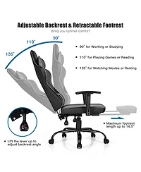 Gymax Massage Gaming Chair Racing Computer Task Chair Recliner w/Footrest
