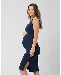 Ripe Maternity Penny Button Down Rib Dress in Navy - Perfect for Nursing and Maternity Wear