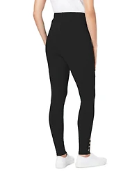 Woman Within Plus Stretch Cotton Snap-Trim Legging