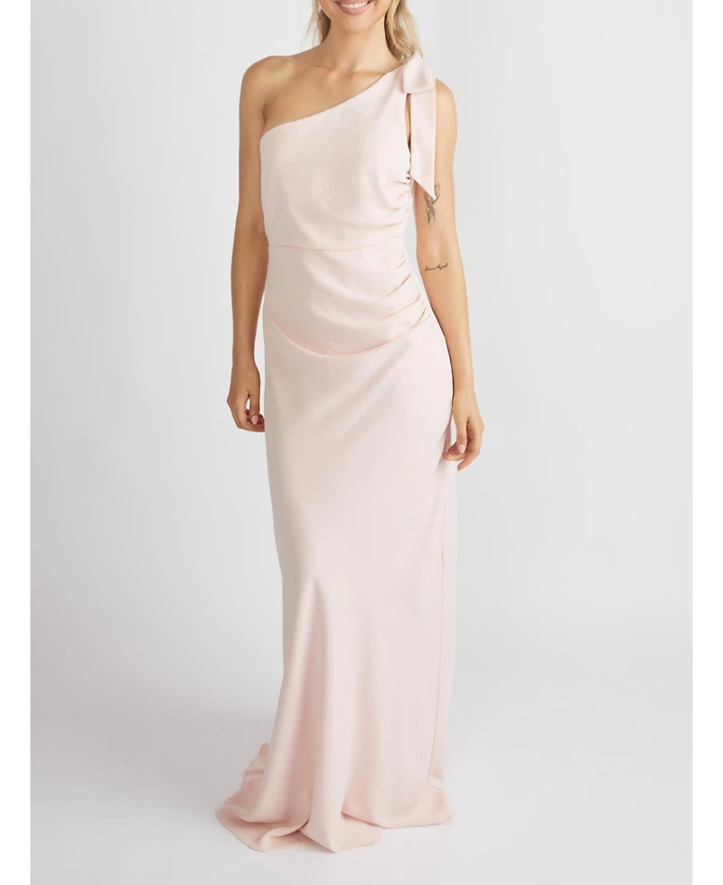 Six Stories Women's Bow One Shoulder Crepe Bridesmaid Dress