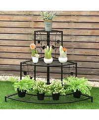 Costway 3 Tier Floral Corner Plant Stand Metal Flower Pot Rack Stair Display Ladder