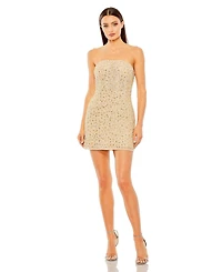 Mac Duggal Women's Strapless Bustier Sequin Beaded Mini Dress