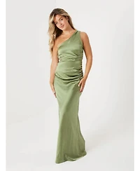 Six Stories Women's One Shoulder Satin Bridesmaid Dress