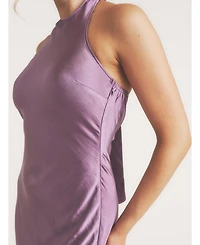 Six Stories Women's Racer Neck Satin Bridesmaid Dress