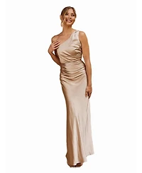 Six Stories Women's One Shoulder Satin Bridesmaid Dress