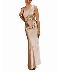 Six Stories Women's One Shoulder Satin Bridesmaid Dress
