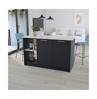 We Have Furniture Kitchen Island Padua, Kitchen, Black / Onyx