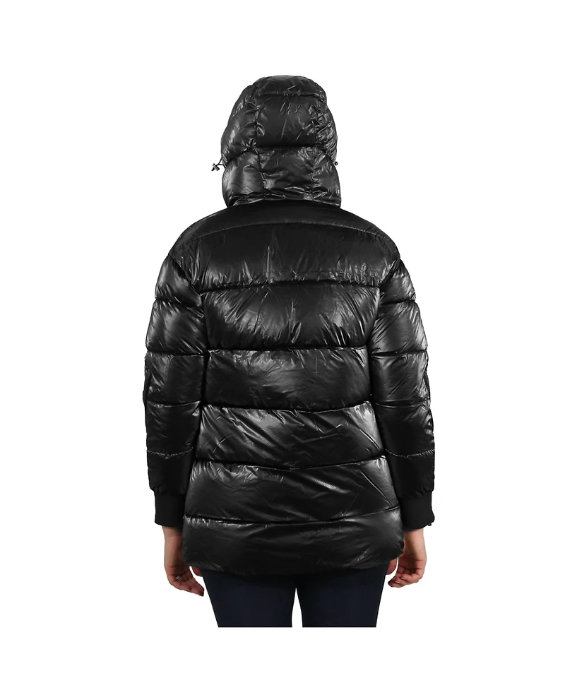 Spire By Galaxy Women's Modern Fit Bubble Parka Jacket w/ Non Detachable Hood