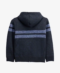 Xray Boys Hooded Flannel Lined Full Zip Sweater With Stripes
