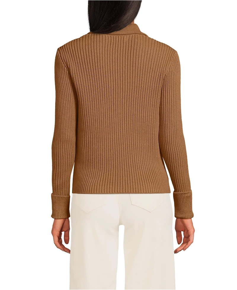 Lands' End Women's Drifter Ribbed Collared Blazer Sweater