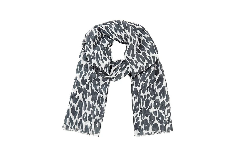 Olsen Leopard Scarf with Frayed Edge Trim