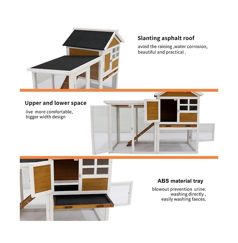 Aostirmotor Outdoor Yellow Wood Pet House with a Deeper Pull Out Tray for Small Animals