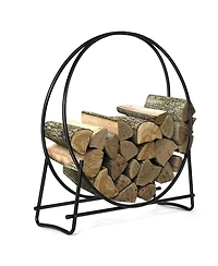 Costway 40-Inch Tubular Steel Log Hoop Firewood Storage Rack Holder Round Display