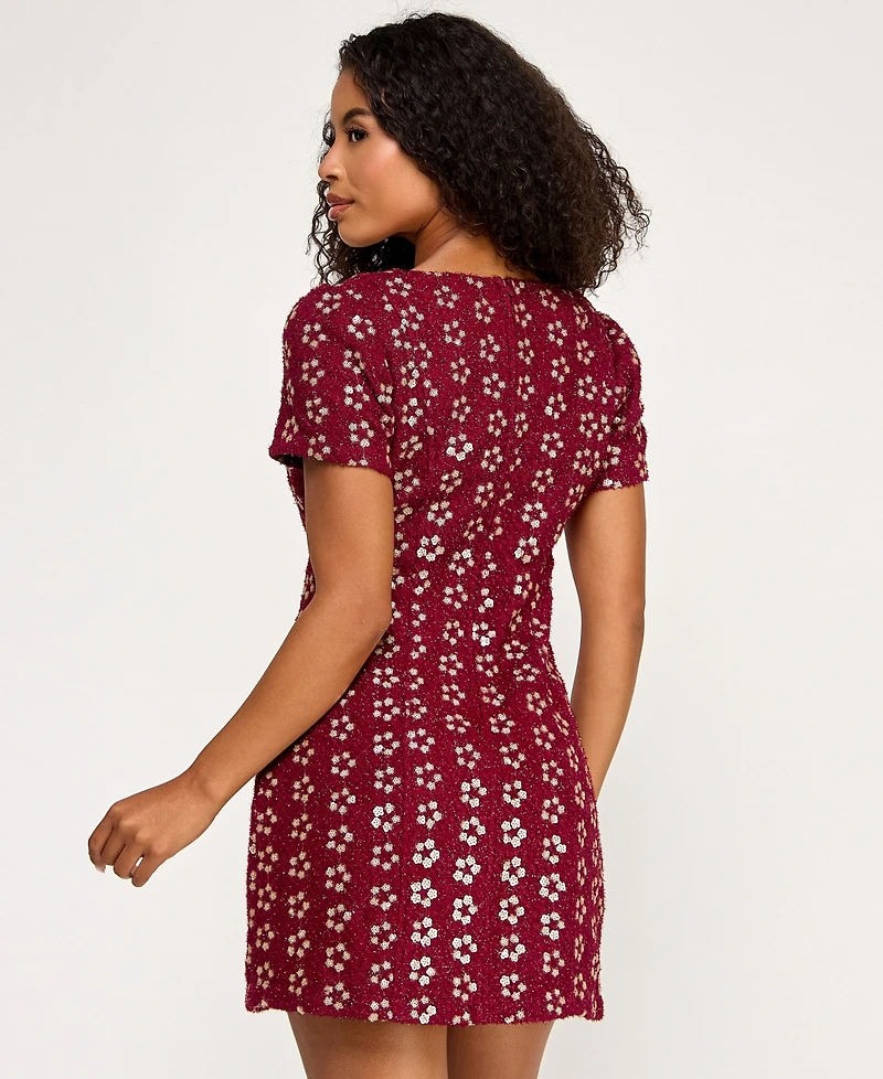 Seni & Cade Juniors' Short Sleeve Boucle Dress
