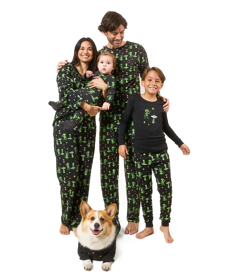 Leveret Baby Footed Cotton Pajamas - Alien Print - Matching Family Halloween Pajamas