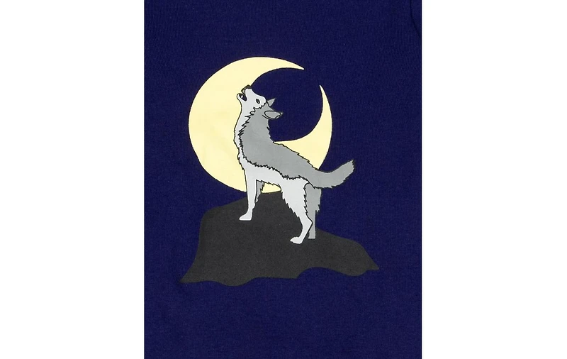 Leveret Kids Cotton Top and Fleece Pants Pajamas, Wolf Print, Matching Family Pajamas