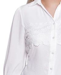 Ny Collection Petite 3/4 Sleeve Top with Lace Details