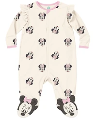 Disney Baby Girls 2-Piece Minnie Mouse Sleep-and-Play Coverall and Headband Set