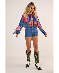 Nasty Gal Women's Colour Block Check Tassel Sequin Jacket