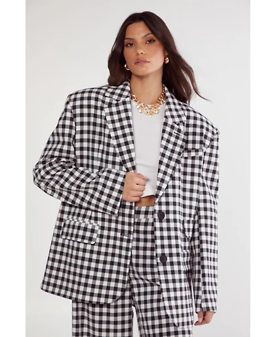 Nasty Gal Women's Gingham Tailored Blazer