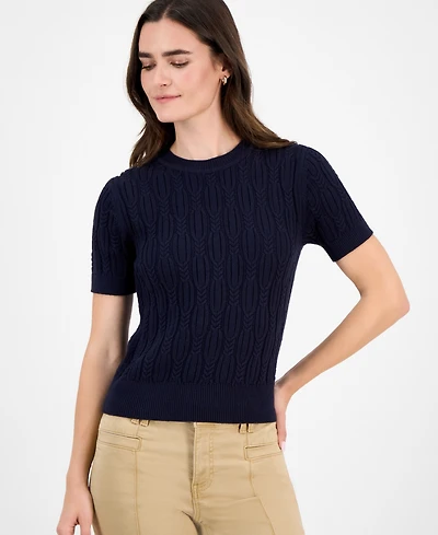Nautica Women's Cotton Cable-Knit Sweater