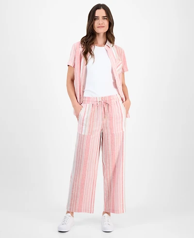 Nautica Jeans Women's Striped Mid-Rise Ankle Pants