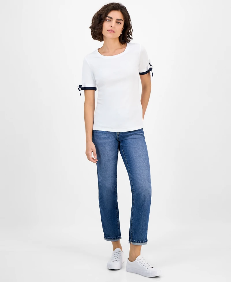 Nautica Jeans Women's Cotton Tie-Sleeve Top