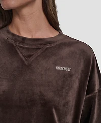 Dkny Women's Platinum Velour Crewneck Sweatshirt